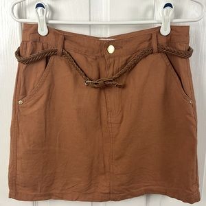 NWT GBG Women’s Coopertone Arden Linen Belted Short Skirt, Size Small